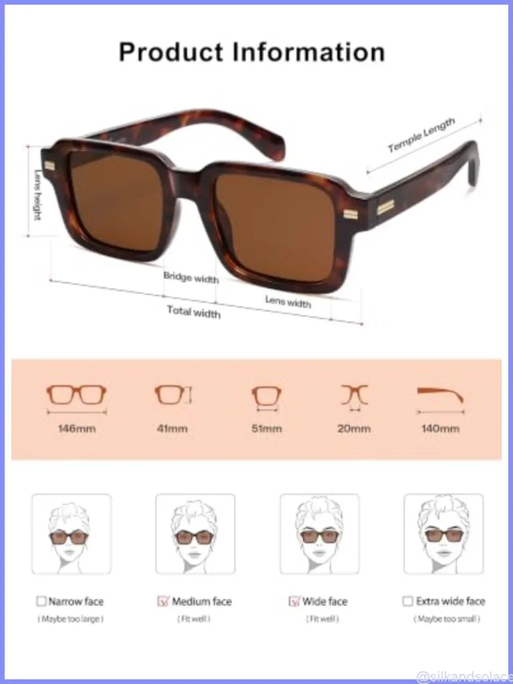 Oversized Square Polarized Sunglasses Retro Chunky Full-Frame
